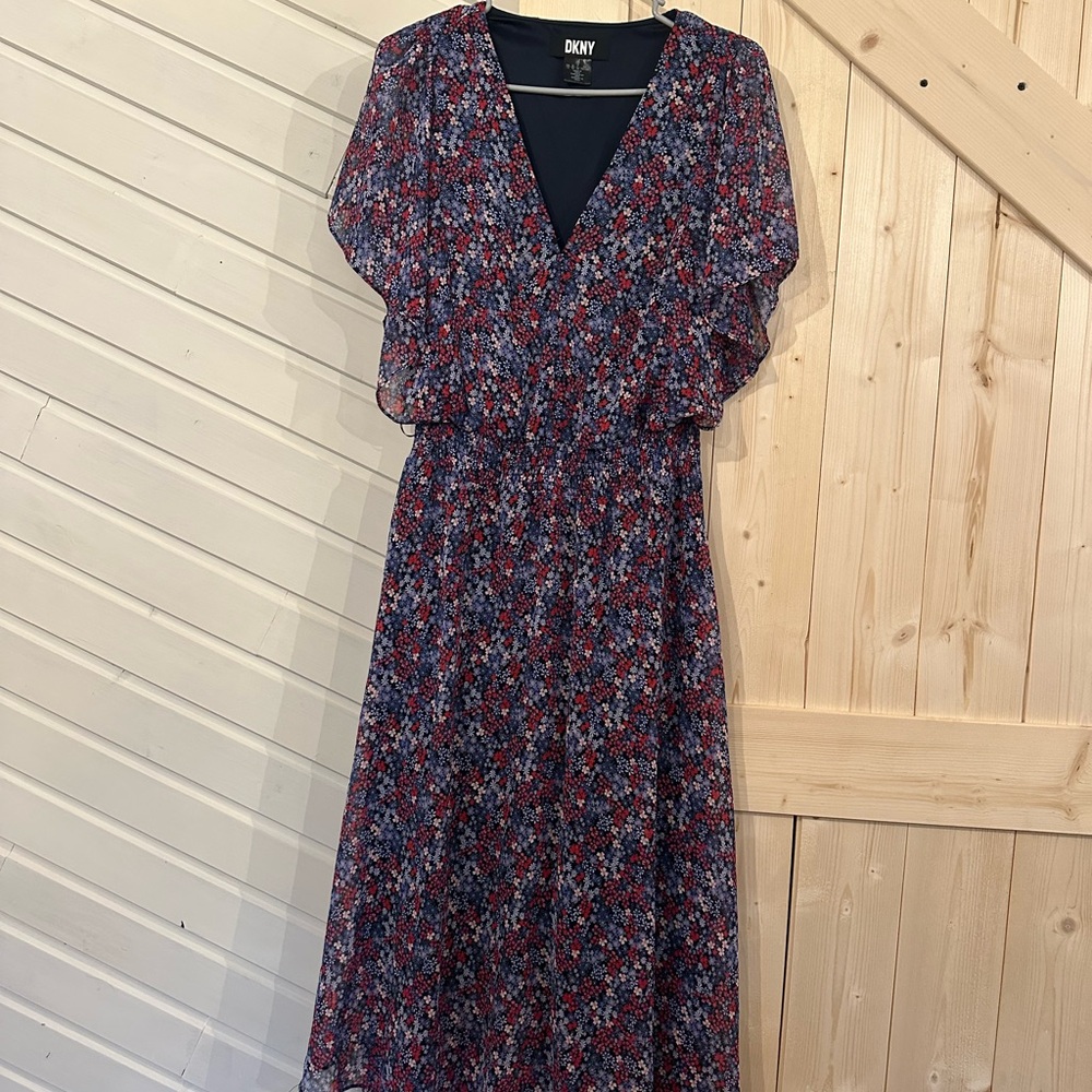 DKNY Floral Print Women's Dress - Blue and Red